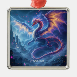Fantasy Cute Blue Dragon City Metal Tree Decoration