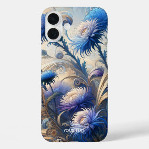 Fantasy Cute Blue Flowers Drawing iPhone 16 Plus Case