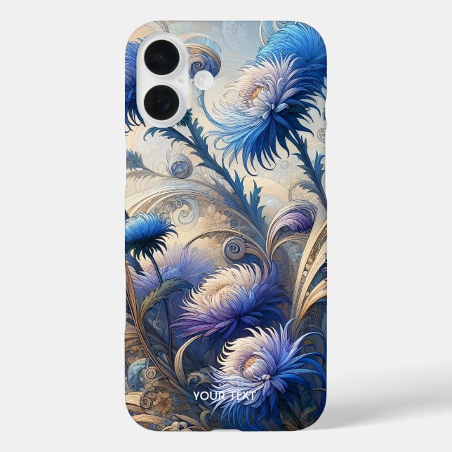 Fantasy Cute Blue Flowers Drawing Case-Mate iPhone Case (Back)