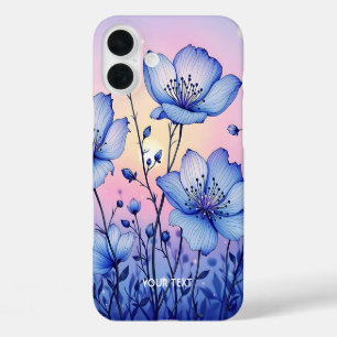 Fantasy Cute Blue Flowers Field iPhone 16 Plus Case