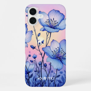 Fantasy Cute Blue Flowers Field iPhone 16 Plus Case