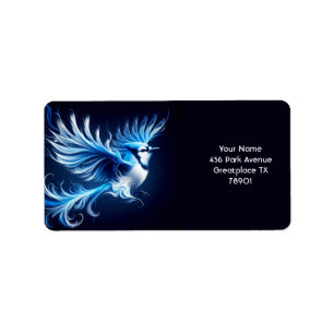 Fantasy Cute Blue Flying Bird Label
