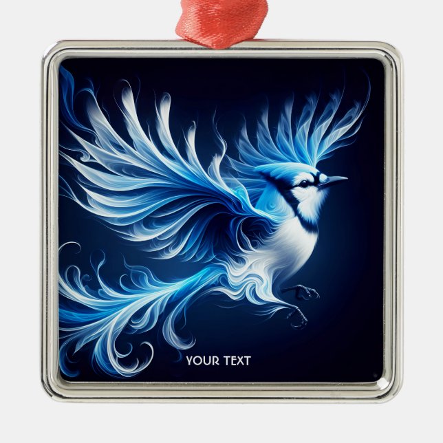 Fantasy Cute Blue Flying Bird Metal Tree Decoration (Front)