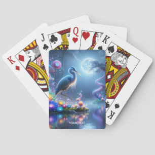 Fantasy Cute Blue Heron Lake Playing Cards