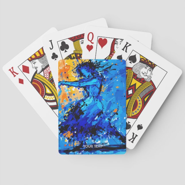 Fantasy Cute Blue Orange Dancer Playing Cards (Back)