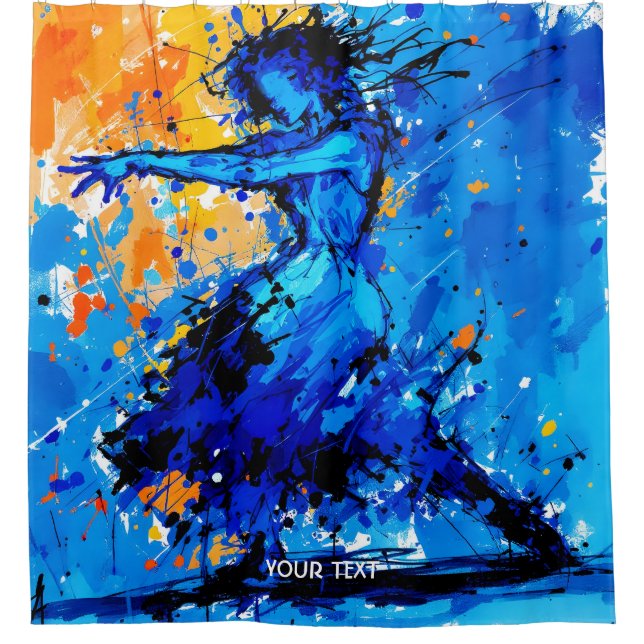 Fantasy Cute Blue Orange Dancer Shower Curtain (Front)