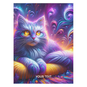 Fantasy Cute Blue Purple Cat Tablecloth
