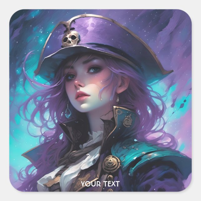 Fantasy Cute Blue Purple Girl Square Sticker (Front)