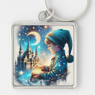 Fantasy Cute Blue Pyjamas Child Key Ring