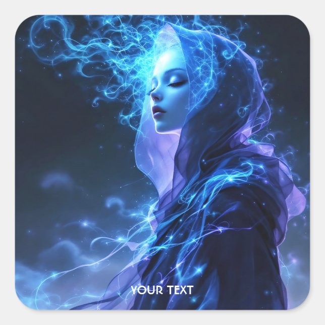 Fantasy Cute Blue Violet Girl Square Sticker (Front)