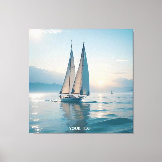 Fantasy Cute Boat Sea Sun Canvas Print (Front)