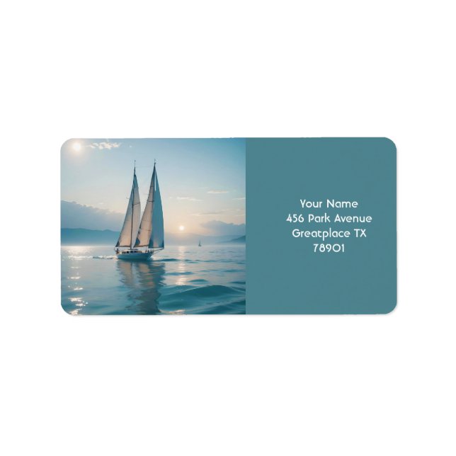 Fantasy Cute Boat Sea Sun  Label (Front)