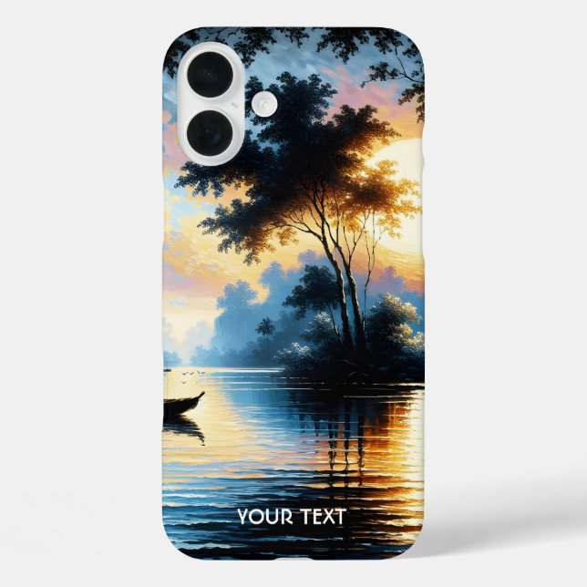 Fantasy Cute Boat Sunset Lake Case-Mate iPhone Case (Back)