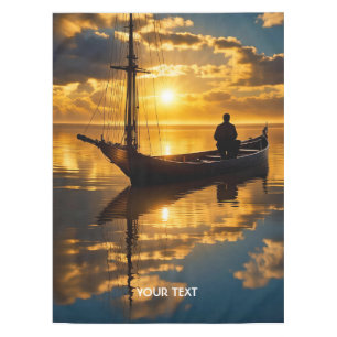 Fantasy Cute Boat Sunset Sea Tablecloth