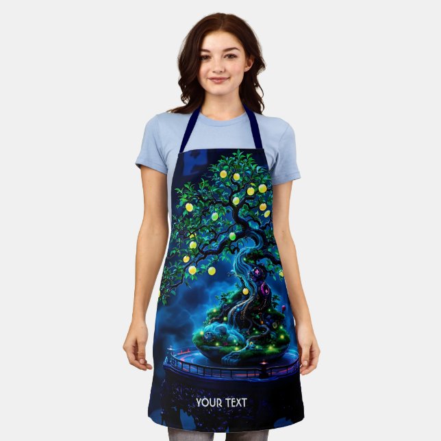 Fantasy Cute Bonsai Tree Lights Apron (Worn)