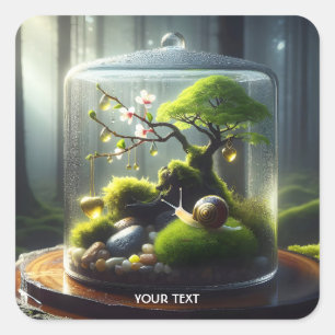 Fantasy Cute Bottle Sakura Snail Square Sticker