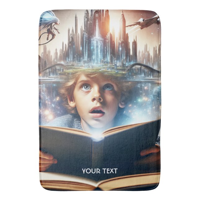 Fantasy Cute  Boy City  Book Bath Mat (Front Vertical)