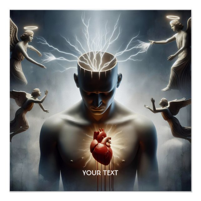 Fantasy Cute Brain Heart Lighting Poster (Front)