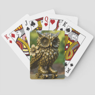 Fantasy Cute Brass Owl Skates Playing Cards