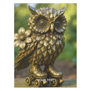 Fantasy Cute Brass Owl Skates Tablecloth