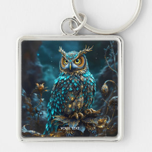 Fantasy Cute Brass Turquoise Owl Key Ring