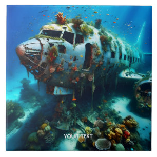 Fantasy Cute Broken Aeroplane Ocean Tile