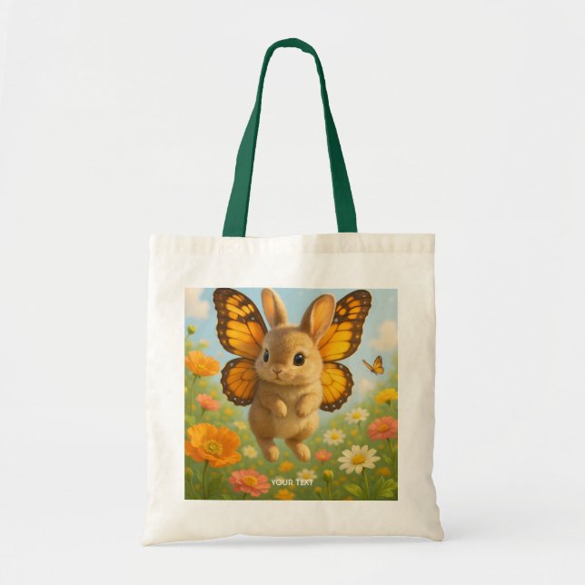 Fantasy Cute Bunny Flowers Wings Tote Bag (Front)