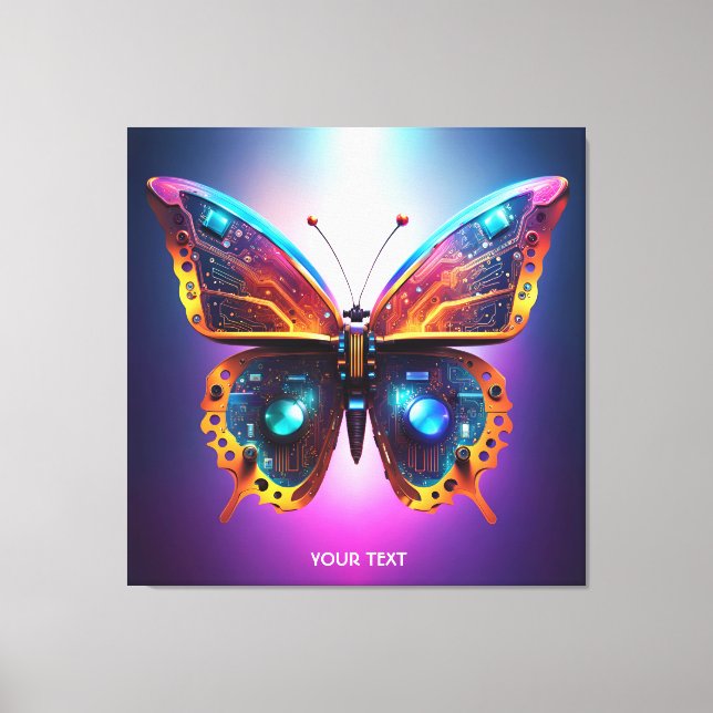 Fantasy Cute Butterfly Circuits Wings Canvas Print (Front)