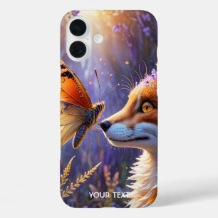 Fantasy Cute Butterfly Fox Flowers iPhone 16 Plus Case