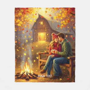 Fantasy Cute Campfire Date Country Fleece Blanket