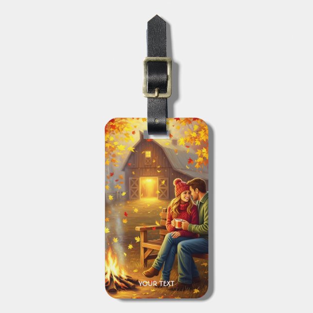 Fantasy Cute  Campfire Date Country Luggage Tag (Front Vertical)