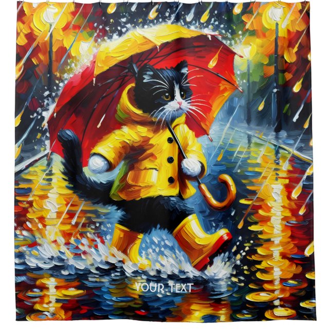 Fantasy Cute  Cat Boots Umbrella Shower Curtain (Front)