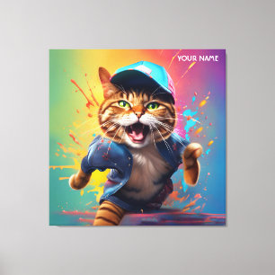 Fantasy Cute Cat Dancing Hip-pop Canvas Print