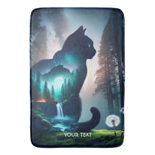 Fantasy Cute Cat Double Exposition Bath Mat