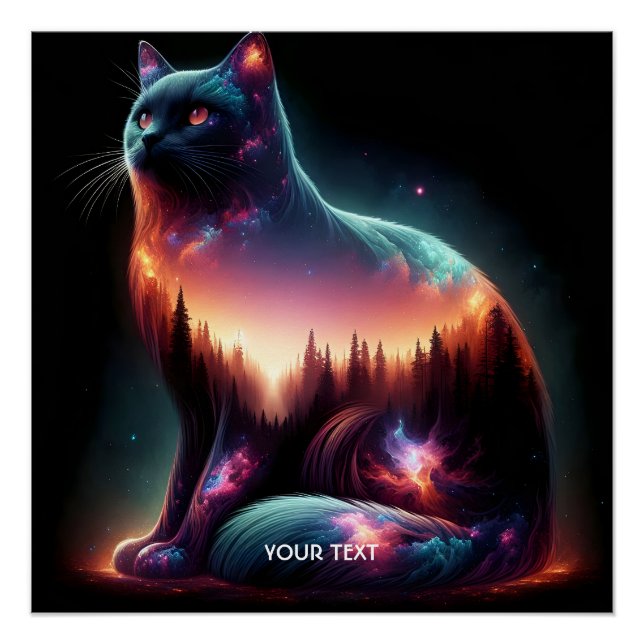 Fantasy Cute Cat Double Exposition Poster (Front)