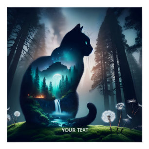 Fantasy Cute Cat Double Exposition Poster