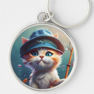 Fantasy Cute Cat Fishing Rod Key Ring