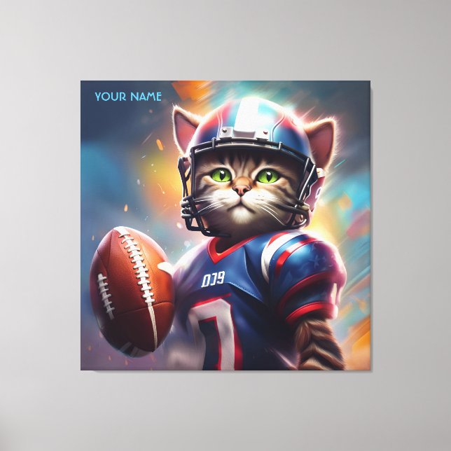 Fantasy Cute Cat Football Uniform Canvas Print (Front)