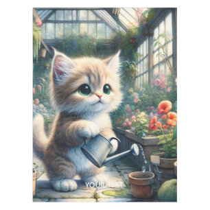 Fantasy Cute Cat Garden Flowers Tablecloth
