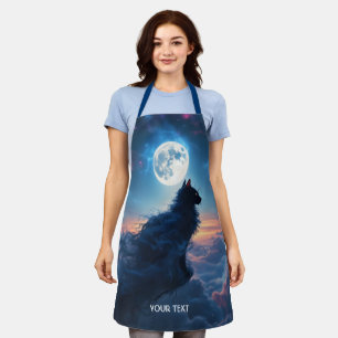 Fantasy Cute Cat Moon Clouds Apron