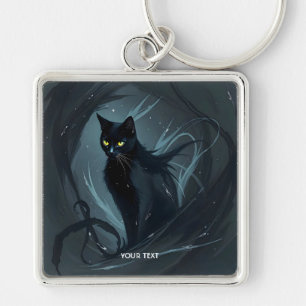 Fantasy Cute Cat Night Black Key Ring