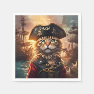 Fantasy Cute Cat Pirate Hat Napkin