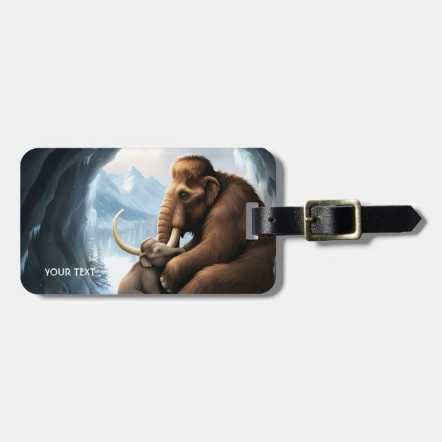 Fantasy Cute Cave Baby Mammoth Luggage Tag (Front Horizontal)