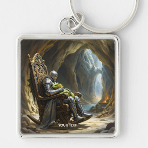 Fantasy Cute  Cave Dragon Knight Key Ring