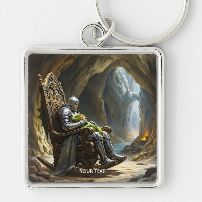 Fantasy Cute  Cave Dragon Knight Key Ring (Front)