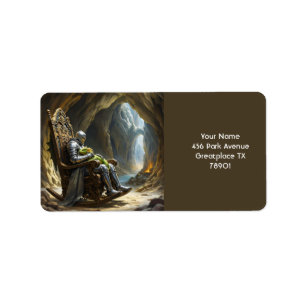 Fantasy Cute Cave Dragon Knight Label
