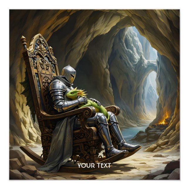 Fantasy Cute  Cave Dragon Knight Poster (Front)