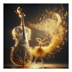 Fantasy Cute Cello Dance Notes Poster