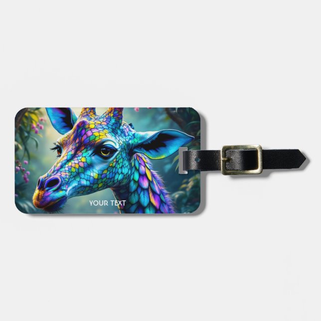 Fantasy Cute Chameleon Like Giraffe Luggage Tag (Front Horizontal)