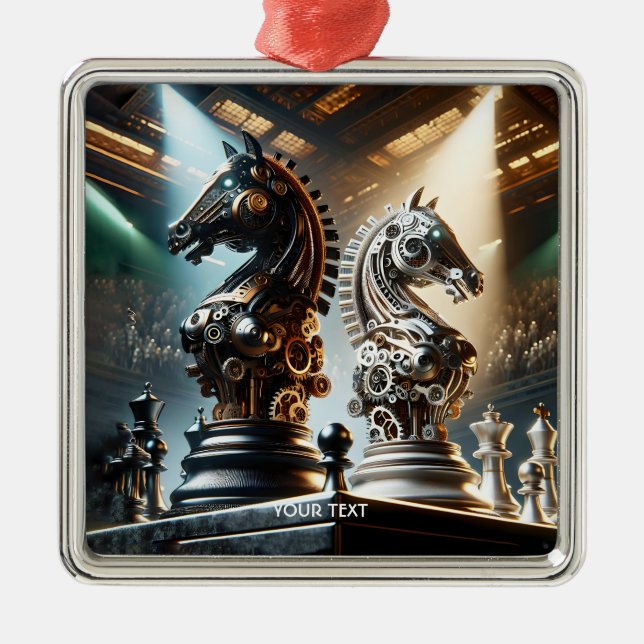 Fantasy Cute Chess Knights Pieces Metal Tree Decoration (Front)